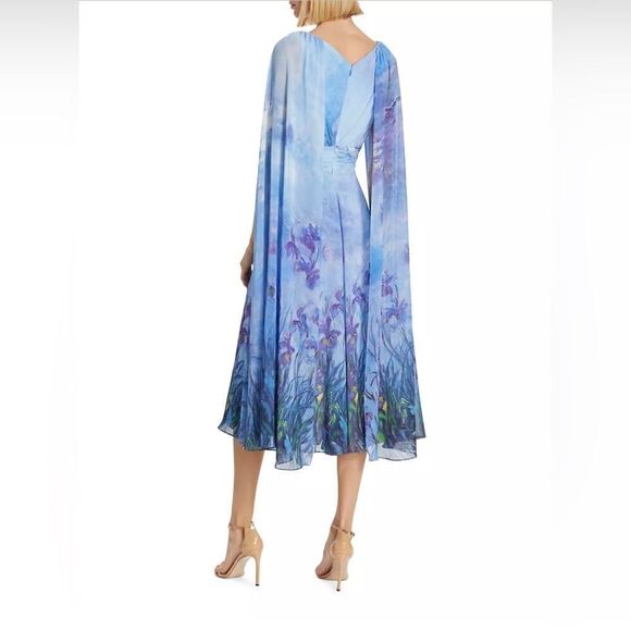 NEW TERI JON by Rickie Freeman Watercolor Floral Midi-dress in Light Blue NWT - Picture 4 of 16